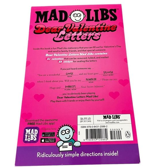 Mad Libs Dear Valentine Letters Fun‎ Hilarious Workbook for Kids Gift Idea - Picture 4 of 5